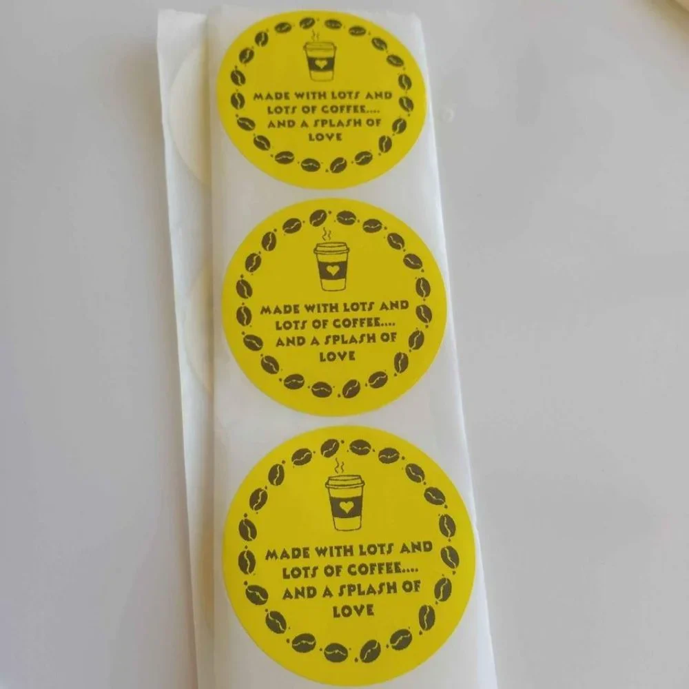 💙100 Made With Coffee- Round Shipping Labels Thermal Packaging Stickers 2